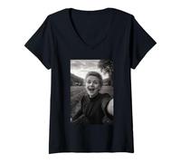 Femme Selfie Marie Curie T-Shirt avec Col en V
