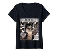 Femme Selfie mème Humoristique du dernier Jour d'école de Falcon's Summer Break T-Shirt avec Col en V