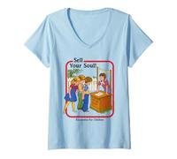 Femme Sell Your Soul Sarcastic Retro Vintage Funny Adult Humor T-Shirt avec Col en V