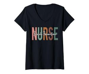 Femme Semaine d'appréciation rétro Vintage pour la prévention du Suicide T-Shirt avec Col en V