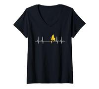 Femme Semikolon Rythme Cardiaque Suicide Dépression Prévention T-Shirt avec Col en V