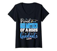 Femme Senior 2025 Dieu-mère fière d'une classe de diplômé 2025 T-Shirt avec Col en V
