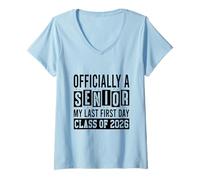 Femme Senior 2026 Mon dernier Premier Jour T-Shirt avec Col en V