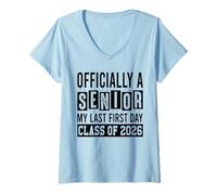 Femme Senior 2026 Mon dernier Premier Jour T-Shirt avec Col en V