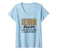 Femme Senior Mom Class of 2027 Je ne pleure Pas Leopard T-Shirt avec Col en V