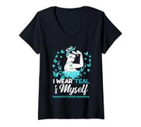 Femme Sensibilisation à la cystite interstitielle pour Moi, Cys interstitiels T-Shirt avec Col en V