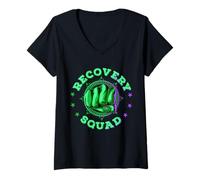 Femme Sensibilisation à la dépendance de l'équipe de Soutien au rétablissement de la toxicomanie T-Shirt avec Col en V
