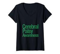 Femme Sensibilisation à la paralysie cérébrale T-Shirt avec Col en V