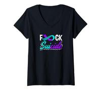 Femme Sensibilisation à la prévention du Suicide T-Shirt avec Col en V