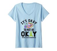 Femme Sensibilisation à la santé mentale C'est Normal de ne Pas être OK T-Shirt avec Col en V