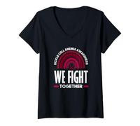 Femme Sensibilisation à l'anémie falciforme Nous combattons Ensemble T-Shirt avec Col en V