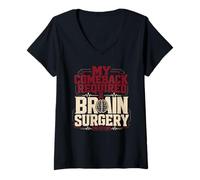 Femme Sensibilisation à l'anévrisme cérébral aux survivants T-Shirt avec Col en V