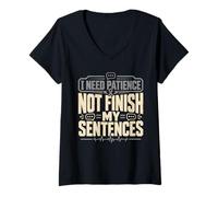Femme Sensibilisation à l'aphasie Guerrier aphasique Soutien aux survivants de l'aphasie T-Shirt avec Col en V