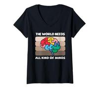 Femme Sensibilisation à l'autisme : toutes sortes d'esprits autistes et cerveaux T-Shirt avec Col en V