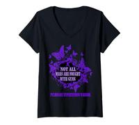 Femme Sensibilisation à l'hypertension pulmonaire T-Shirt avec Col en V