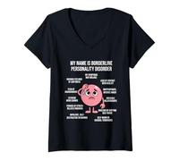 Femme Sensibilisation au BPD Trouble de la personnalité Limite du Guerrier EUPD T-Shirt avec Col en V
