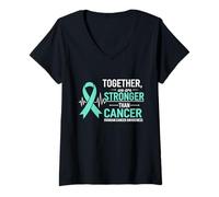 Femme Sensibilisation au cancer de l'ovaire ensemble, nous sommes plus forts T-Shirt avec Col en V
