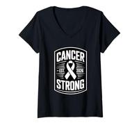 Femme Sensibilisation au Cancer du poumon Fort Est 2026 T-Shirt avec Col en V