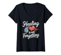 Femme Sensibilisation au deuil T-Shirt avec Col en V