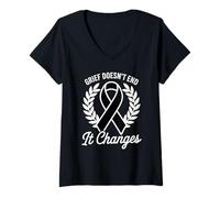 Femme Sensibilisation au deuil T-Shirt avec Col en V