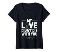 Femme Sensibilisation au deuil T-Shirt avec Col en V