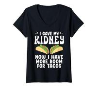 Femme Sensibilisation au don d'organes pour les amateurs de tacos de donneur de rein T-Shirt avec Col en V