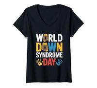 Femme Sensibilisation au Syndrome de Down October Down T-Shirt avec Col en V