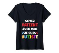 Femme Sensibilisation Autisme soyer Patient Je suis autiste T-Shirt avec Col en V