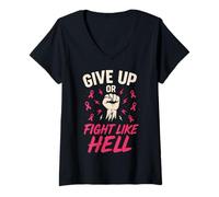 Femme Sensibilisation aux survivants du Cancer T-Shirt avec Col en V