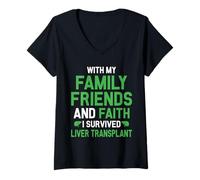 Femme Sensibilisation Don de Foie et Transplantation T-Shirt avec Col en V