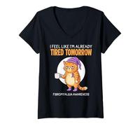 Femme Sentez-Vous comme si Je suis déjà fatigué Demain Sensibilisation à la fibromyalgie T-Shirt avec Col en V