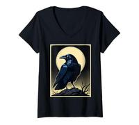 Femme Sentinelle au Clair de Lune T-Shirt avec Col en V
