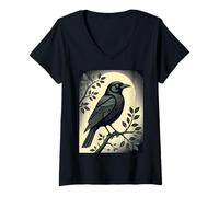 Femme Sentinelle de Solitude Le Corbeau T-Shirt avec Col en V