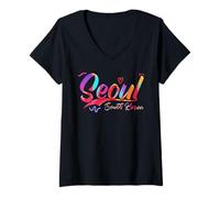 Femme Seoul South Korea | Vacation Travel T-Shirt avec Col en V