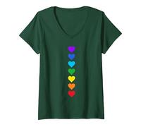 Femme Sept Chakras Chakras du Coeur Couleurs Kundalini Yoga T-Shirt avec Col en V, Vert Forêt, XXL