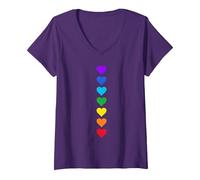 Femme Sept Chakras Chakras du Coeur Couleurs Kundalini Yoga T-Shirt avec Col en V, Violet, XXL