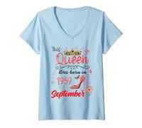 Femme Septembre 1959 Anniversaire This Queen Was Born in September T-Shirt avec Col en V