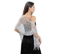 Femme Sequin ChâLe Et Wraps Écharpe À Franges Style Années 1920 For Femme, Châle De Soirée, Vintage, Bal, Demoiselle D'honneur, Mariée, Fête Mariage Vintage Lace Beaded Shawl(White)