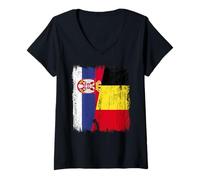 Femme Serbie Belgique Demi Drapeau Serbe Belge Jersey T-Shirt avec Col en V