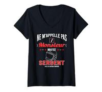 Femme Sergent chez les sapeurs-pompiers T-Shirt avec Col en V