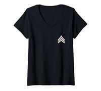 Femme Sergent Stripes Sarge Rank Insignia T-Shirt avec Col en V