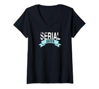 Femme Serial Dater Bold Grunge Citation Design pour Rencontres T-Shirt avec Col en V