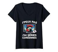 Femme Série Coréenne J’Peux Pas j’AI Séries Coréennes K-Drama Fan T-Shirt avec Col en V