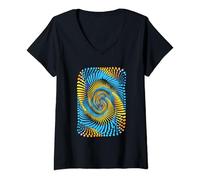 Femme Série Illusion optique Cercles emboîtables T-Shirt avec Col en V
