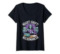 Femme Série Thriller Marathon Finisher Halloween T-Shirt avec Col en V