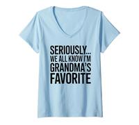 Femme Sérieusement, Je suis Le Petit-Fils préféré de Grand-mère T-Shirt avec Col en V