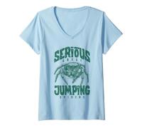 Femme Sérieux à Propos du propriétaire d'araignées sauteuses T-Shirt avec Col en V