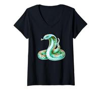 Femme Serpent Cobra King Magic Green T-Shirt avec Col en V