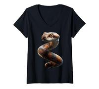 Femme Serpent Python Cobra Mamba Serpent à Sonnette Doux Serpents T-Shirt avec Col en V