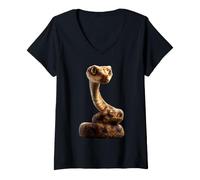 Femme Serpent Python Cobra Mamba Serpent à Sonnette Doux Serpents T-Shirt avec Col en V